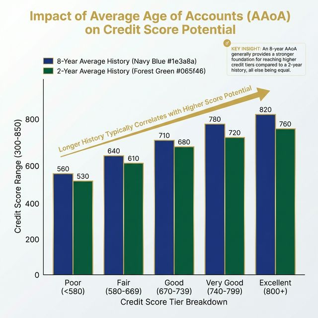 Chart showing credit score drop when average age of accounts decreases