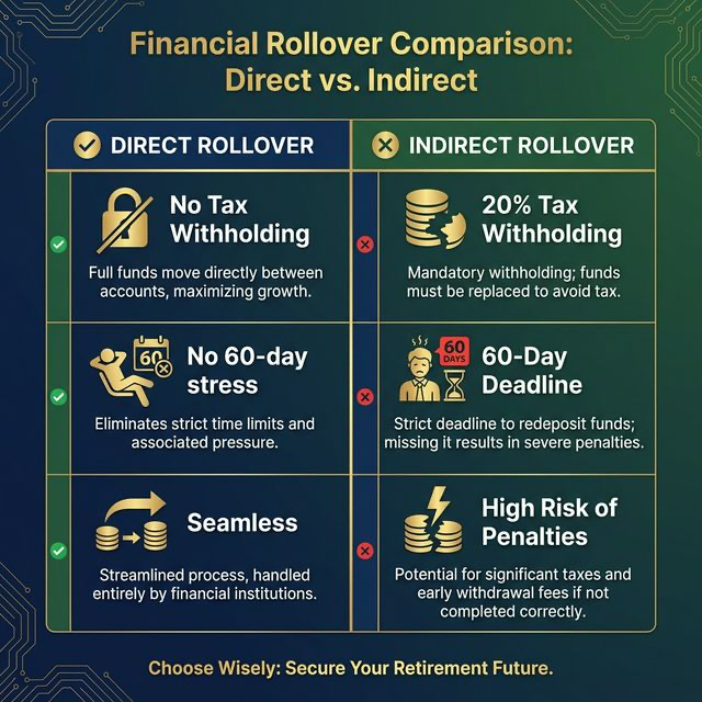 401k Direct vs Indirect Rollover Comparison