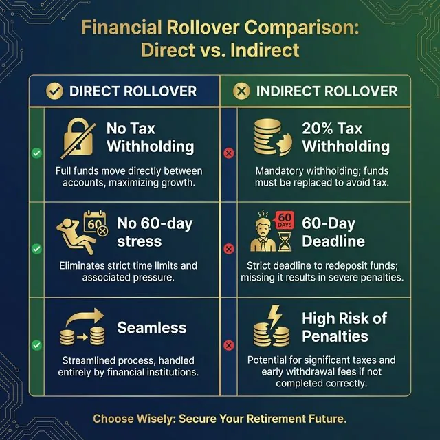 401k Direct vs Indirect Rollover Comparison
