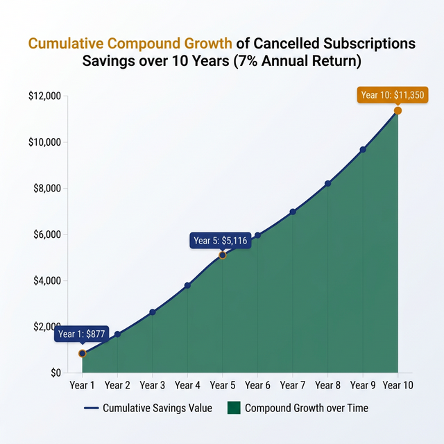Cumulative Compound Savings from Cut Subscriptions
