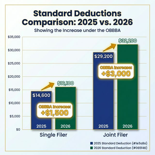 Chart showing the increase in standard deduction over time